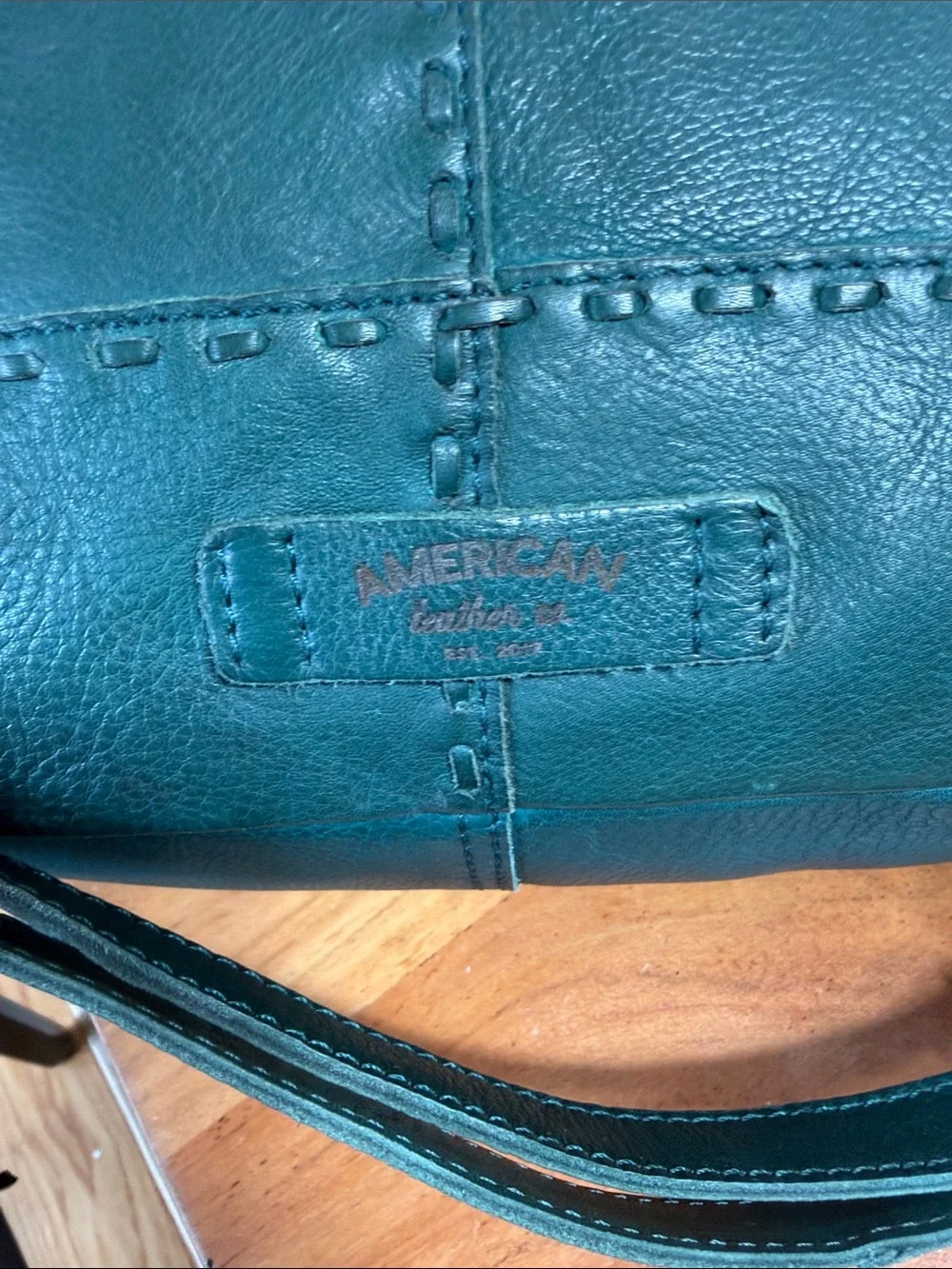 American Leather Co Boho Hunter Green Patchwork Leather Satchel/Crossbody (EUC)